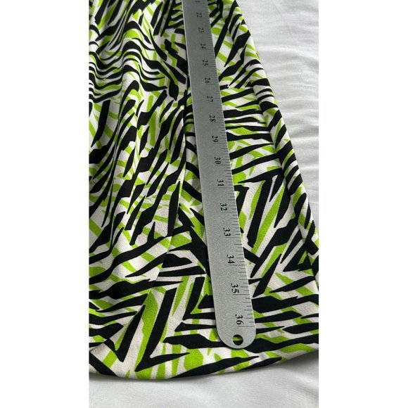 Maggy London Womens Black Green Sleeveless Plunging Wrap Midi Dress Size 10 - Picture 9 of 10